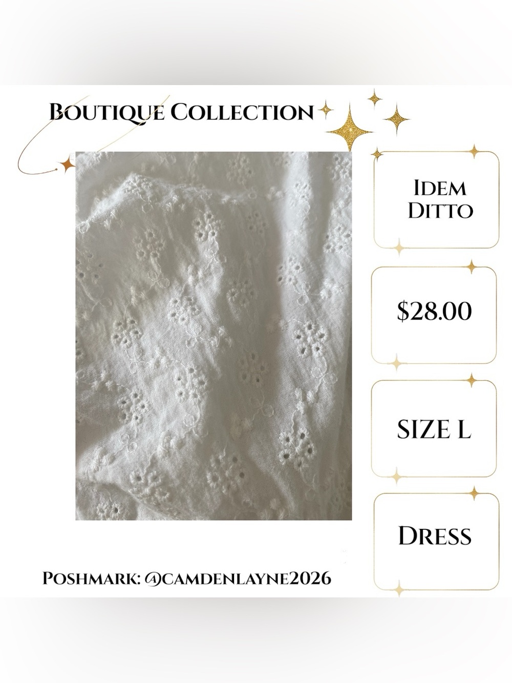White Smocked “Milk-Maid” Mini Dress with Puff Sleeves - Picture 6 of 6